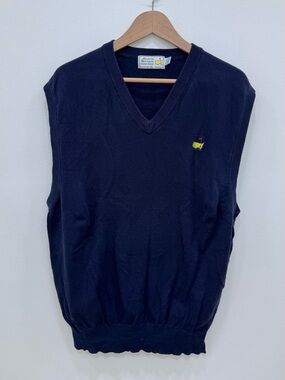 Masters Augusta Golf Shop Amen Corner Blue Sweater Vest XL 100% cotton